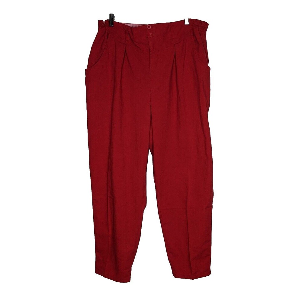 Vintage 80s Gitano High Waist V Yoked Mom Pants 22W Red Tapered Leg Pleated